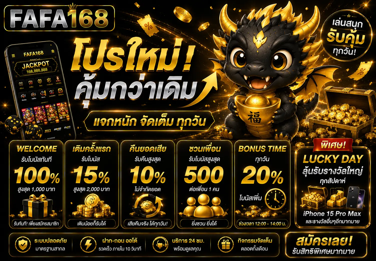 โปรโมชั่น FAFA168 รวมโบนัสและกิจกรรมสำหรับผู้เล่นออนไลน์